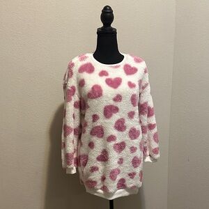 -SHEIN White and Pink Heart Sweater VALENTINE’S DAY!